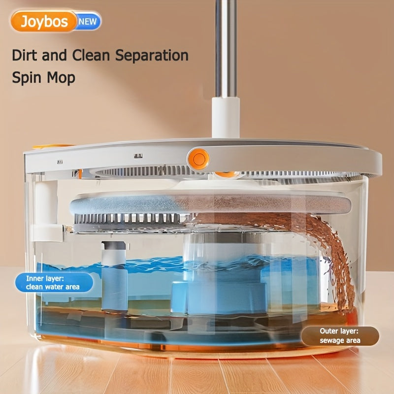 Joybos 360° Spin Mop Set with 4 Reusable Microfiber Pads | Extendable Stainless Steel Handle, Manual Floor Cleaning System for Wet\u002FDry Use, Ideal for Home, Kitchen, Bathroom, Living Room, Toilet - No Electricity Needed, Perfect Mother'S Day Gift