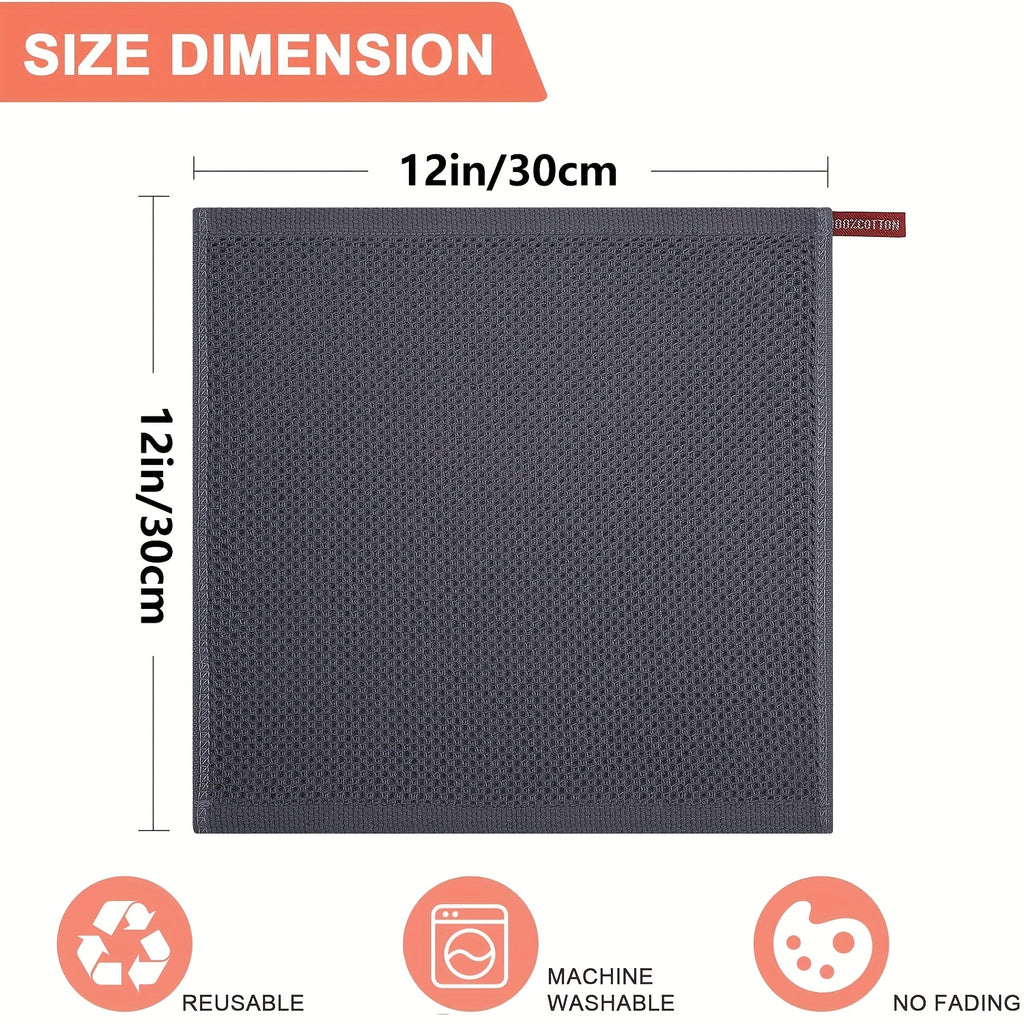 4pcs 100% Cotton Waffle Weave Kitchen Dish Cloths, Ultra Soft Absorbent Quick Drying Dish Towels, 12 X 12 Inches, Great for Cooking, Cleaning And Wiping Hands, Halloween and Christmas Gifts