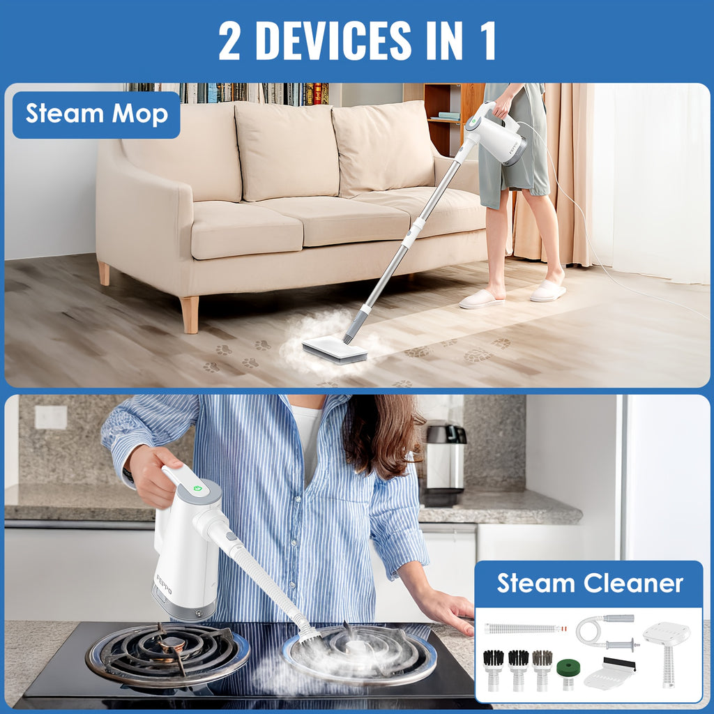 Steam mop, steam cleaner, detachable handheld carpet cleaner, household and floor cleaner, corded household steam cleaner, 10in 1 multifunctional accessory and 2 mats, powerful sofa steamer, hardwood, tiles, cement paste, windows, kitchen, bathroom