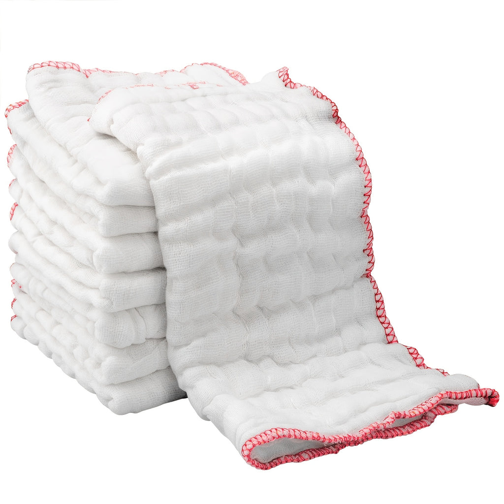 of 8 Ultra-Soft Dish Towels, Highly Absorbent And Reusable, Made of White Cotton Gauze for Use in The Kitchen And Dining Area