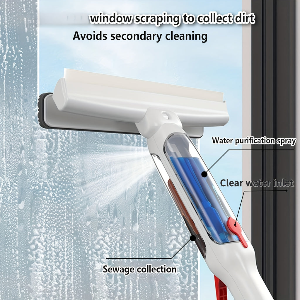 74.8 Inch Super Long Rod Dual Control Multi-function Spray Window Cleaning Wiper, Which Can Collect Waste Water, Multi-function Wiper, High-rise Glass Cleaning, Household Cleaning Tools, Effective Cleaning Glass