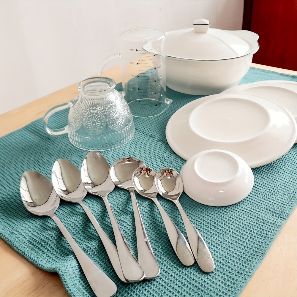 Soft Kitchen Towels 3pcs Set of Soft Absorbent Kitchen Towels | Large Size Durable Waffle Weave Dishcloth, Pure Green with Plaid and Striped Patterns, Easy to Clean and Dry - Perfect for Cooking, Baking and Tea Time