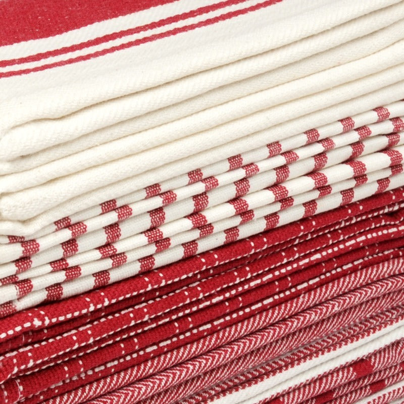 10 Pack 100% Cotton Kitchen Towels - Flat Weave, Absorbent & Durable Dish Towels for Cooking, Cleaning & Drying - Perfect for Christmas & Holiday Kitchens