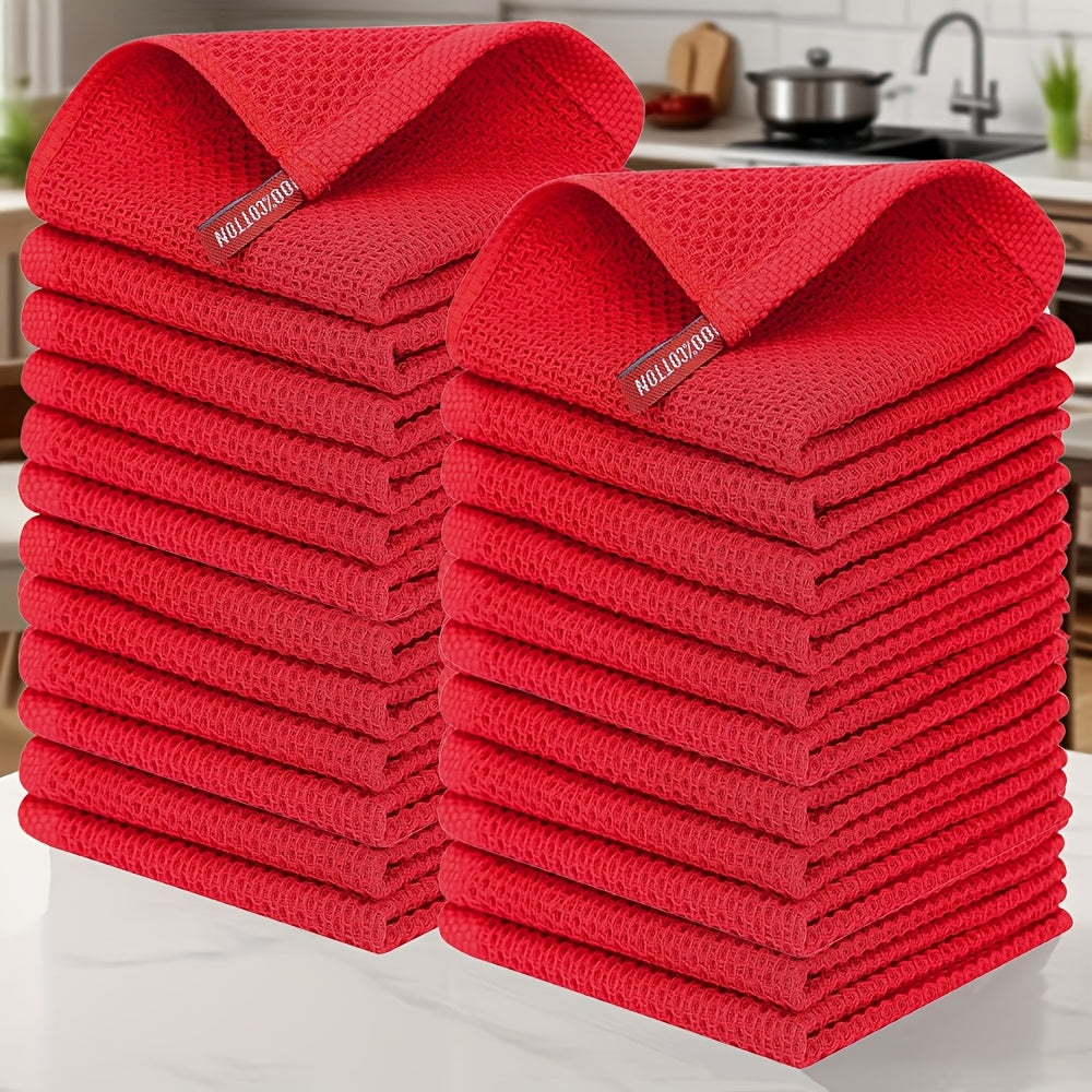 23\u002F24pcs 100% Cotton Waffle Weave Kitchen Dish Cloths, Ultra Soft Absorbent Quick Drying Dish Towels, 12 X 12 Inches, Great for Cooking, Cleaning And Wiping Hands, Halloween and Christmas Gifts