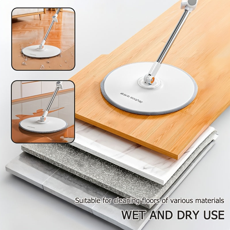Joybos 360° Spin Mop Set with 4 Reusable Microfiber Pads | Extendable Stainless Steel Handle, Manual Floor Cleaning System for Wet\u002FDry Use, Ideal for Home, Kitchen, Bathroom, Living Room, Toilet - No Electricity Needed, Perfect Mother'S Day Gift