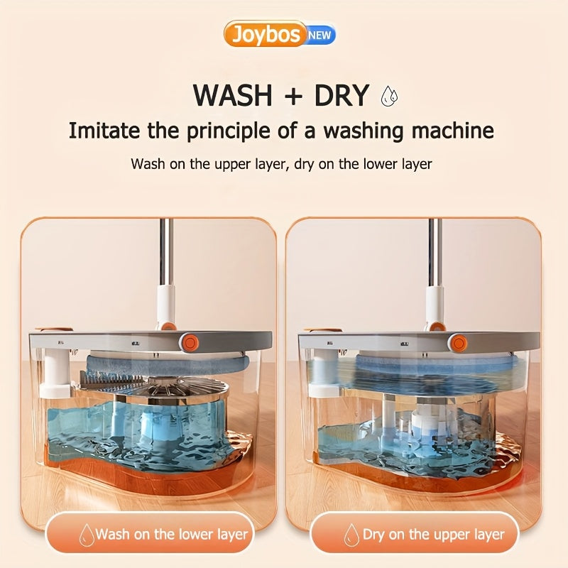 Joybos 360° Spin Mop Set with 4 Reusable Microfiber Pads | Extendable Stainless Steel Handle, Manual Floor Cleaning System for Wet\u002FDry Use, Ideal for Home, Kitchen, Bathroom, Living Room, Toilet - No Electricity Needed, Perfect Mother'S Day Gift