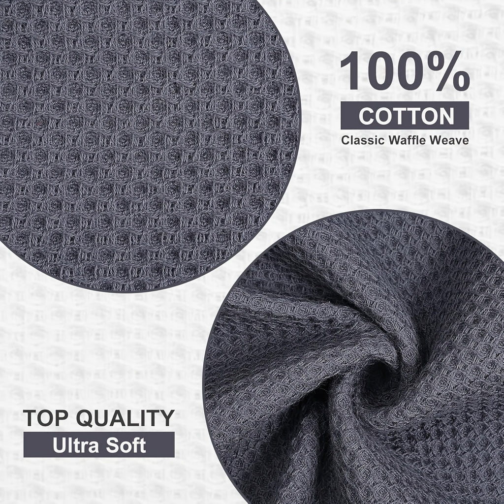 4pcs 100% Cotton Waffle Weave Kitchen Dish Cloths, Ultra Soft Absorbent Quick Drying Dish Towels, 12 X 12 Inches, Great for Cooking, Cleaning And Wiping Hands, Halloween and Christmas Gifts