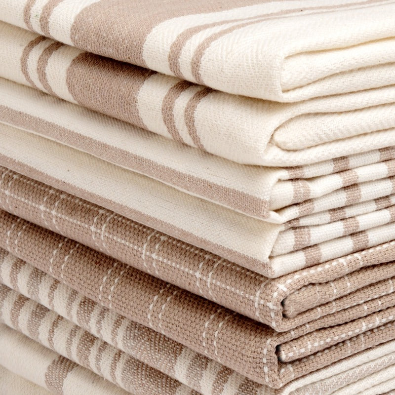 10 Pack 100% Cotton Kitchen Towels - Flat Weave, Absorbent & Durable Dish Towels for Cooking, Cleaning & Drying - Perfect for Christmas & Holiday Kitchens