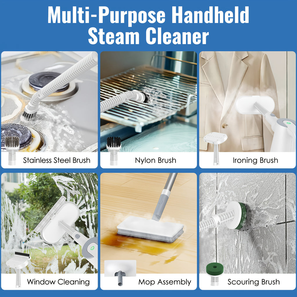 Steam mop, steam cleaner, detachable handheld carpet cleaner, household and floor cleaner, corded household steam cleaner, 10in 1 multifunctional accessory and 2 mats, powerful sofa steamer, hardwood, tiles, cement paste, windows, kitchen, bathroom