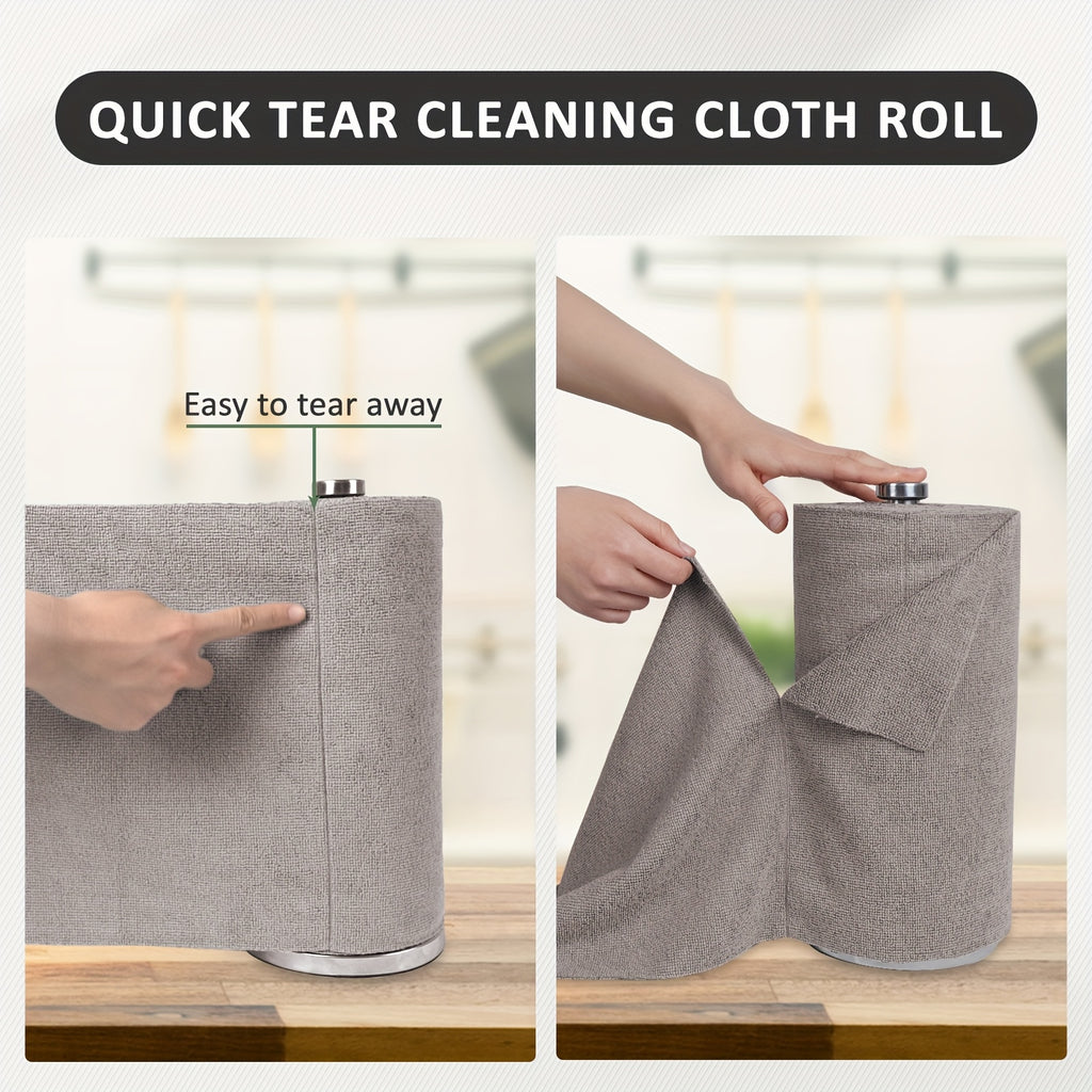 Reusable Microfiber Nylon Cleaning Cloths Roll - Washable Tear-Off Paper Towels with 12×12 Absorbent Rags, Dishcloths Suitable for Kitchen, House, Car - Cost-Effective & Replacement Sheets
