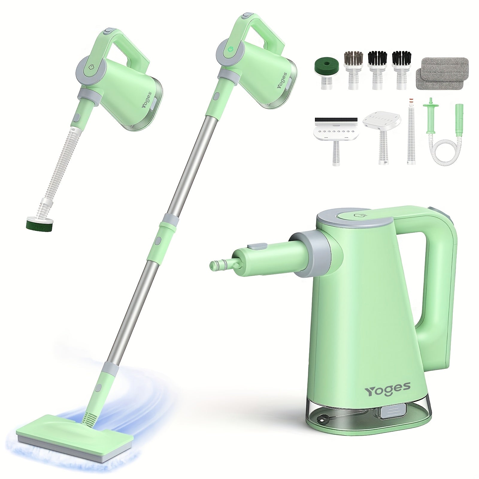 Steam mop, steam cleaner, detachable handheld carpet cleaner, household and floor cleaner, corded household steam cleaner, 10in 1 multifunctional accessory and 2 mats, powerful sofa steamer, hardwood, tiles, cement paste, windows, kitchen, bathroom