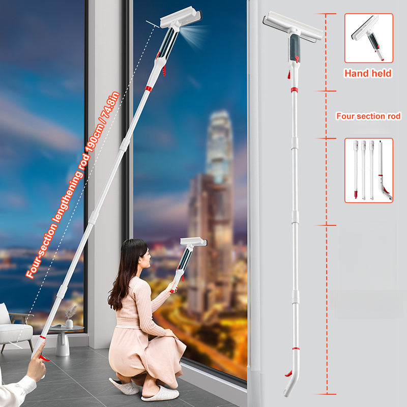 74.8 Inch Super Long Rod Dual Control Multi-function Spray Window Cleaning Wiper, Which Can Collect Waste Water, Multi-function Wiper, High-rise Glass Cleaning, Household Cleaning Tools, Effective Cleaning Glass