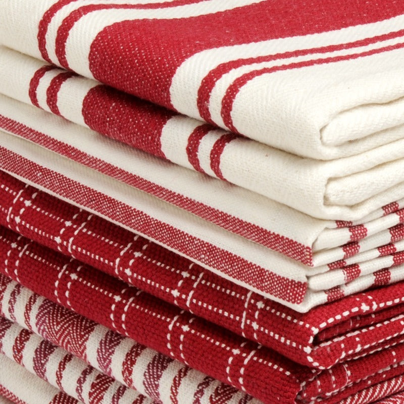 10 Pack 100% Cotton Kitchen Towels - Flat Weave, Absorbent & Durable Dish Towels for Cooking, Cleaning & Drying - Perfect for Christmas & Holiday Kitchens