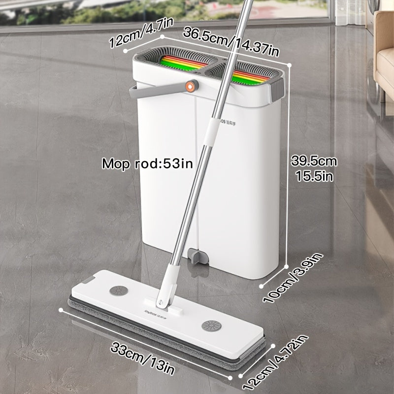 12.99 inch Microfiber Flat Mop And Bucket Set Floor Cleaning System, Wet Dry Mop For Wall Cleaner With Long Handle, Hardwood Floor Mop With Microfiber Cloths. Bedroom Bathrooms living Room Mops For Floor Cleaning