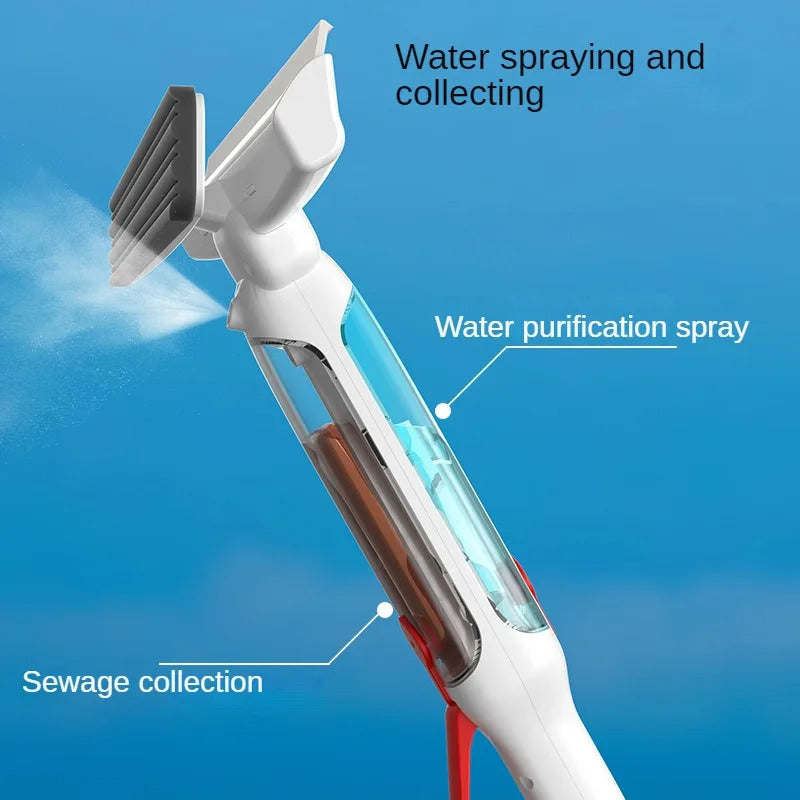 74.8 Inch Super Long Rod Dual Control Multi-function Spray Window Cleaning Wiper, Which Can Collect Waste Water, Multi-function Wiper, High-rise Glass Cleaning, Household Cleaning Tools, Effective Cleaning Glass