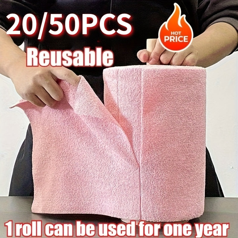 20\u002F50pcs Of Ultra-fine Fiber Cleaning Cloth, Multifunctional Reusable Household Kitchen Towel Roll, Easy to Clean Dishwashing Cloth, Car Cleaning Towel, Car Cleaning Tool, Suitable for Living Room, Bedroom, RV And Kitchen Cleaning Supplies