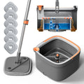 Spin Mop and Bucket Set w Self-Separation Dirty and Clean Water System, 360° Rotating Mop for Hardwood Tile Marble Floors - Includes 2 6pcs Refills