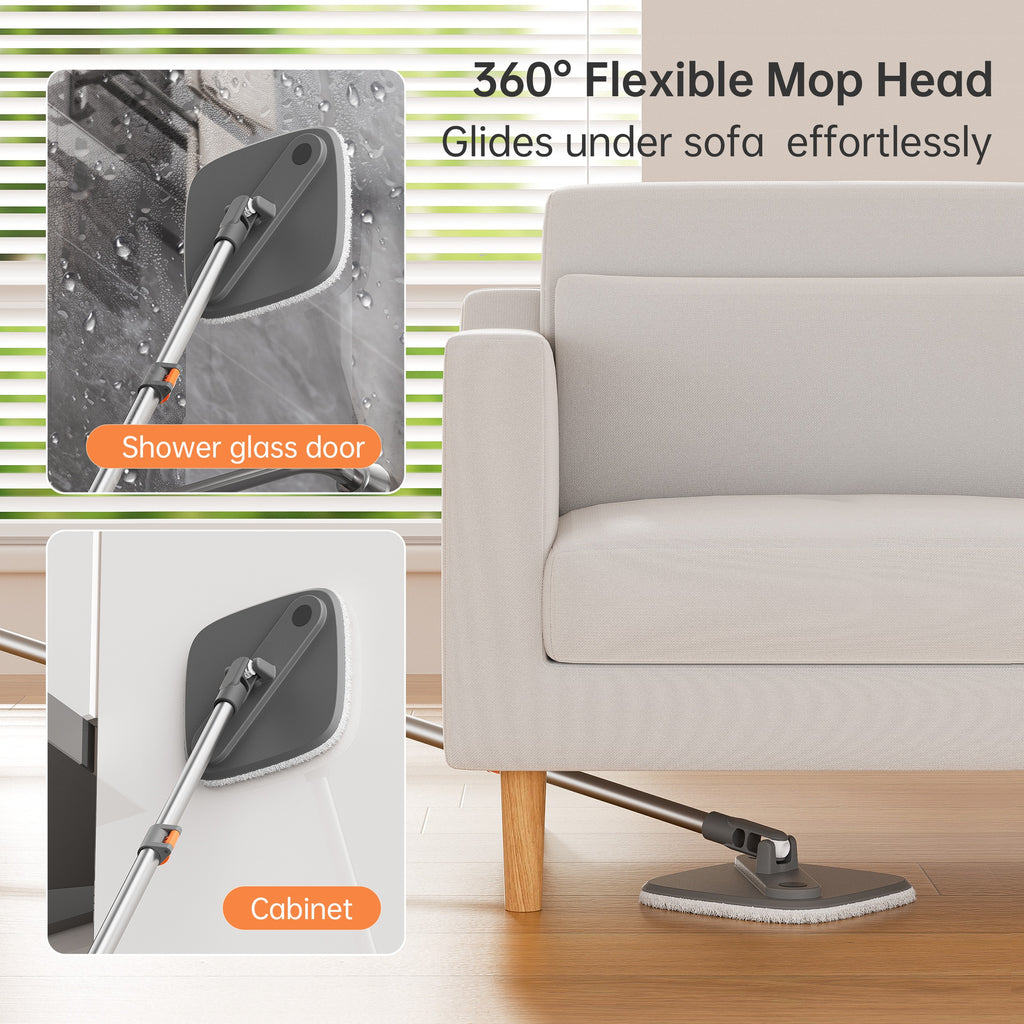 Spin Mop and Bucket Set w Self-Separation Dirty and Clean Water System, 360° Rotating Mop for Hardwood Tile Marble Floors - Includes 2 6pcs Refills