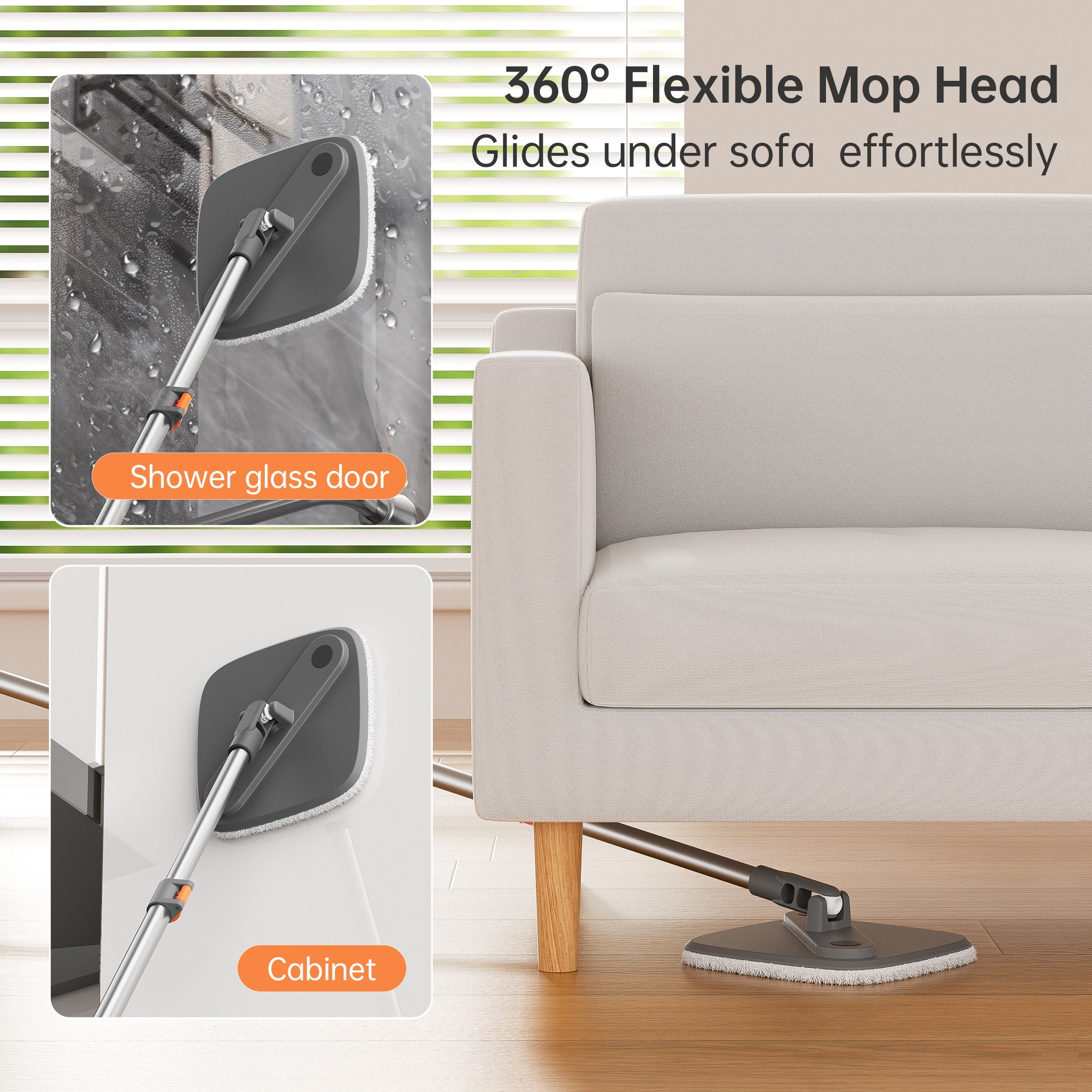 Spin Mop and Bucket Set w Self-Separation Dirty and Clean Water System, 360° Rotating Mop for Hardwood Tile Marble Floors - Includes 2 6pcs Refills