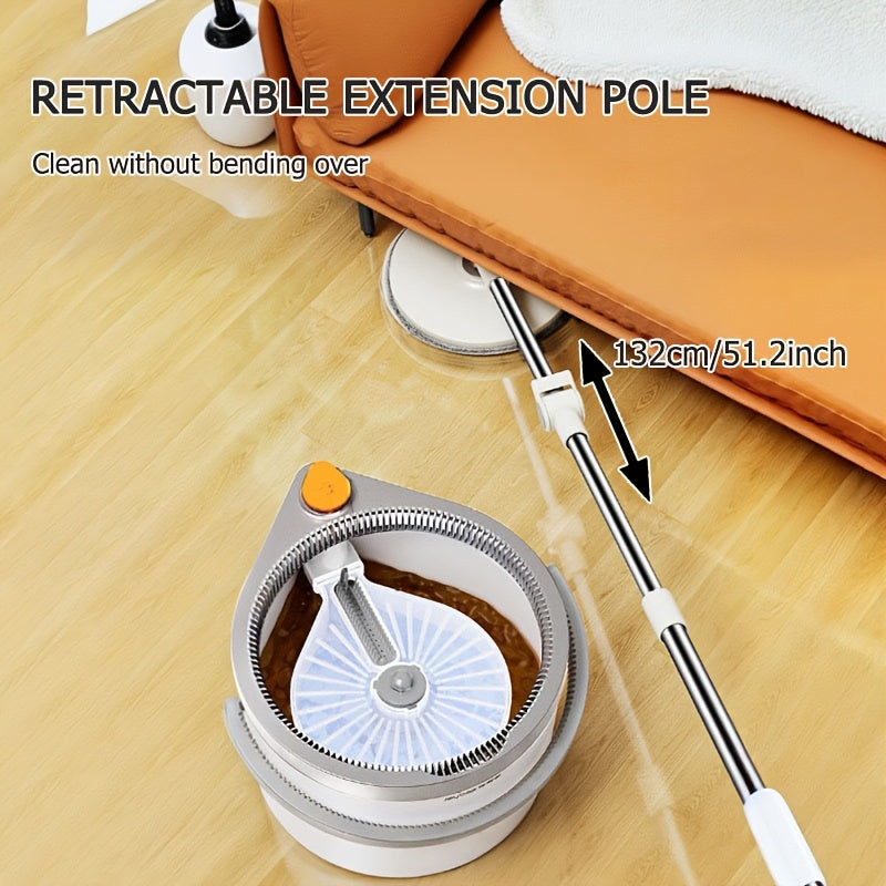 Joybos 360° Spin Mop Set with 4 Reusable Microfiber Pads | Extendable Stainless Steel Handle, Manual Floor Cleaning System for Wet\u002FDry Use, Ideal for Home, Kitchen, Bathroom, Living Room, Toilet - No Electricity Needed, Perfect Mother'S Day Gift