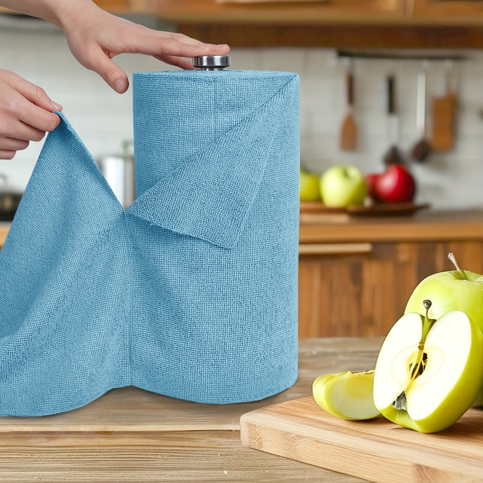 Reusable Microfiber\u002F\u002FNylon Cleaning Cloths Roll - Washable Tear-Off Paper Towels with 12×12 Absorbent Rags, Dishcloths Suitable for Kitchen, House, Car - Cost-Effective & Replacement Sheets