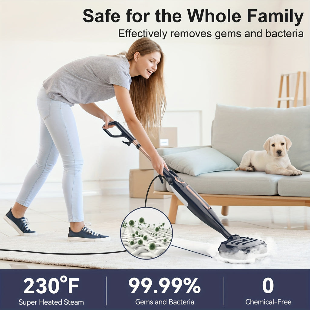 Meet The Steam Mop, 10in 1 Lightweight Spin Mop with Steam Blaster Technology, Scrubbing Steam Mop with Rotating Mop Pads, 3 Steam Modes & LED Headlights for Hard Floor Laminate Marble Floors