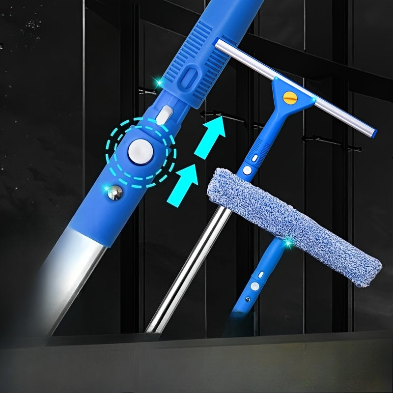 Window scraper cleaner professional window cleaning tool kit, with scraper and scrubber, detachable glass cleaning tool, with 53.0-inch stainless steel rod, suitable for car and home windows, Professional Window Maintenance, Lightweight Tool Kit
