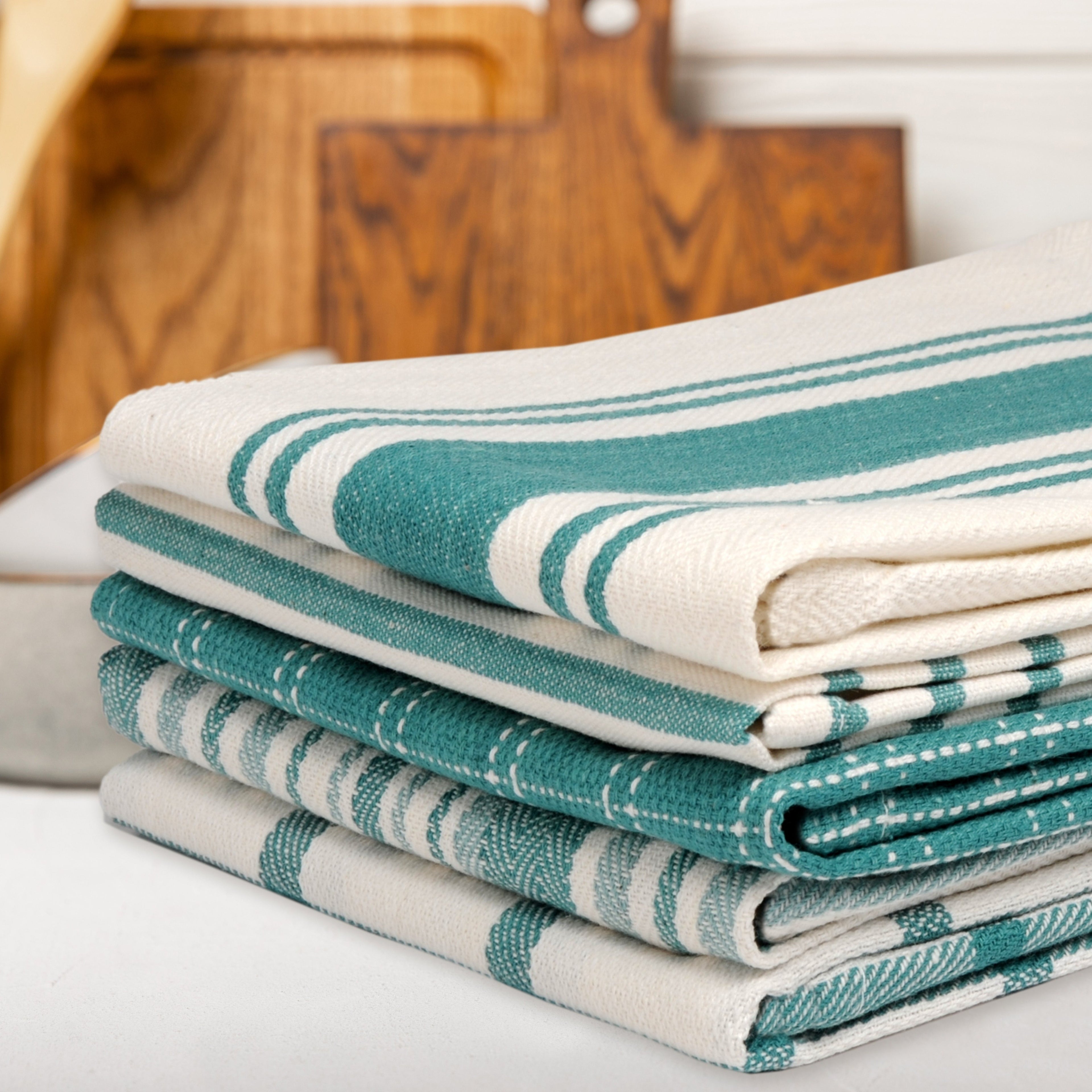 10 Pack 100% Cotton Kitchen Towels - Flat Weave, Absorbent & Durable Dish Towels for Cooking, Cleaning & Drying - Perfect for Christmas & Holiday Kitchens