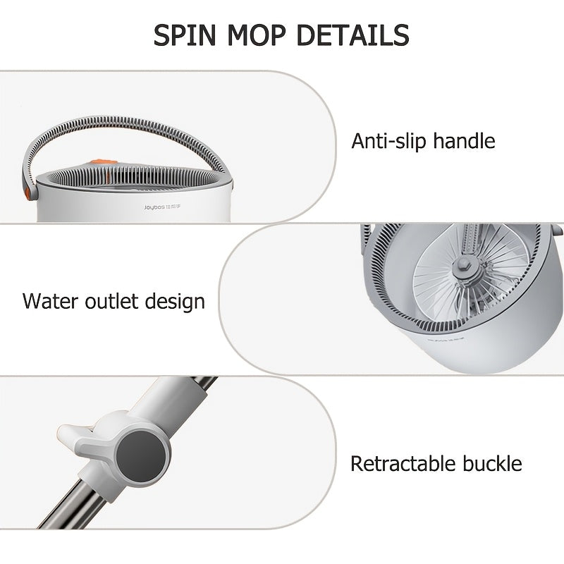 Joybos 360° Spin Mop Set with 4 Reusable Microfiber Pads | Extendable Stainless Steel Handle, Manual Floor Cleaning System for Wet\u002FDry Use, Ideal for Home, Kitchen, Bathroom, Living Room, Toilet - No Electricity Needed, Perfect Mother'S Day Gift