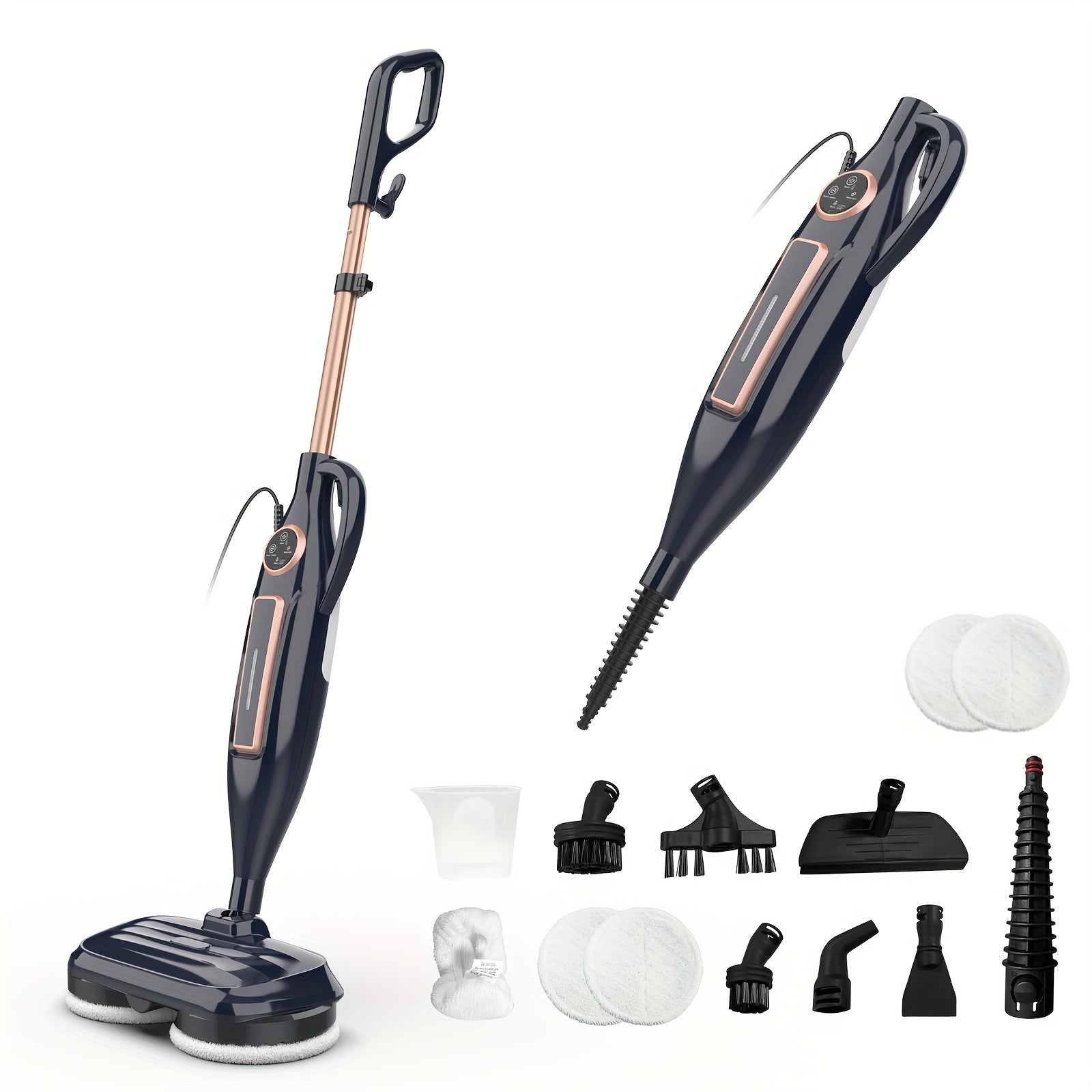 Meet The Steam Mop, 10in 1 Lightweight Spin Mop with Steam Blaster Technology, Scrubbing Steam Mop with Rotating Mop Pads, 3 Steam Modes & LED Headlights for Hard Floor Laminate Marble Floors
