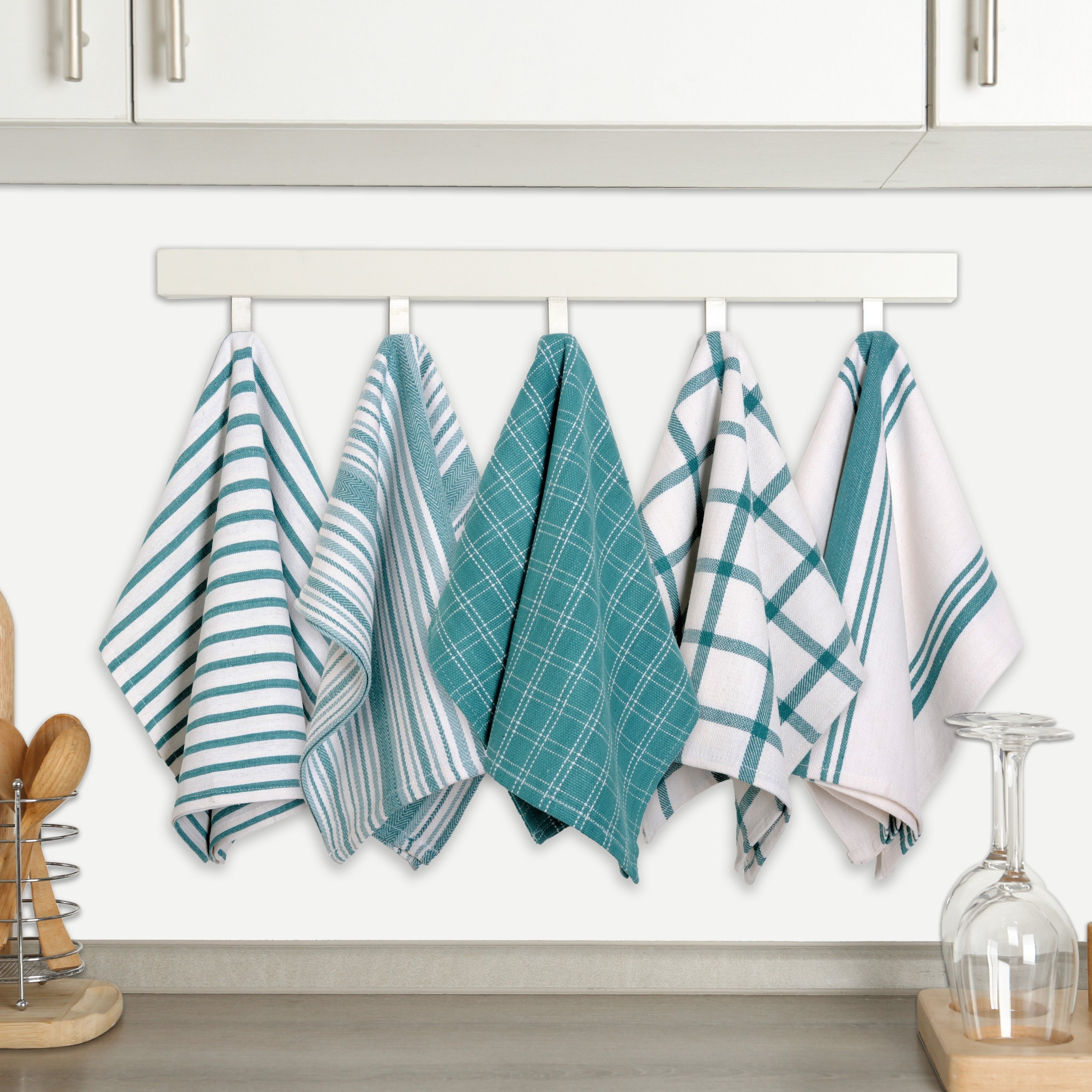 10 Pack 100% Cotton Kitchen Towels - Flat Weave, Absorbent & Durable Dish Towels for Cooking, Cleaning & Drying - Perfect for Christmas & Holiday Kitchens