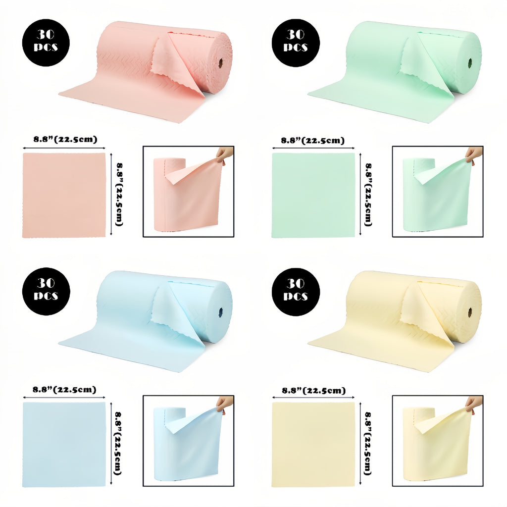 4rolls (120sheets), 4 Color, Reusable Multi-purpose Cleaning Wipe, Household Kitchen Cloth, Mircrofiber Towel Rolls, Dish Cloth, Paper Towel Replacement, Cleaning Supplies, Cleaning Tool, Disposable Cleaning Wipe