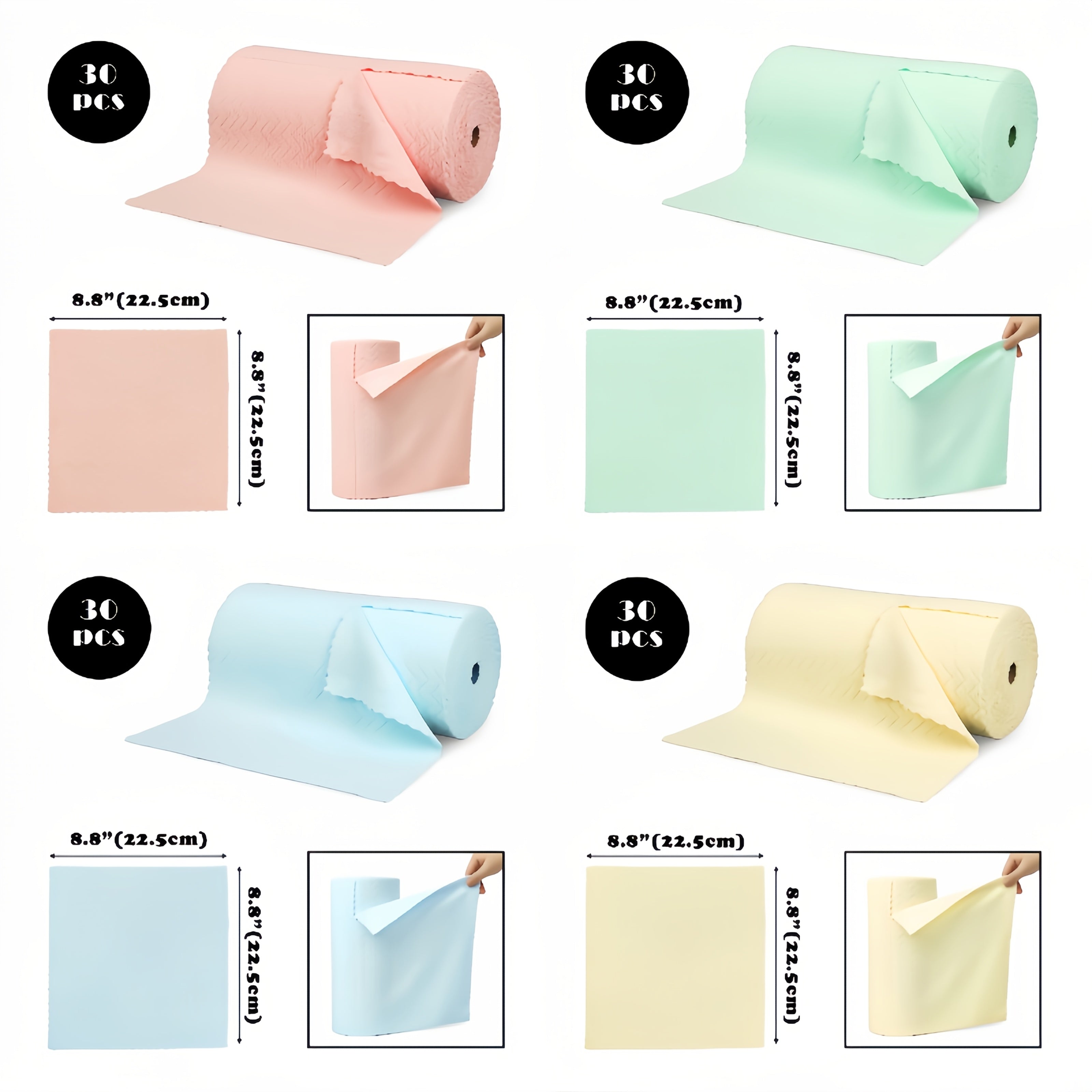 4rolls (120sheets), 4 Color, Reusable Multi-purpose Cleaning Wipe, Household Kitchen Cloth, Mircrofiber Towel Rolls, Dish Cloth, Paper Towel Replacement, Cleaning Supplies, Cleaning Tool, Disposable Cleaning Wipe