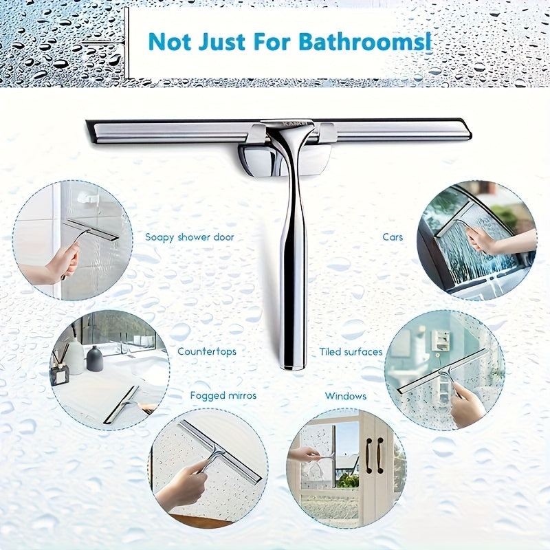 1 Set Premium Stainless Steel Glass Wiper for Bathroom Mirrors, Pools, Windows - Effortlessly Clean with Special Cleaning Tool