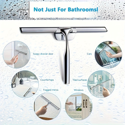 1 Set Premium Stainless Steel Glass Wiper for Bathroom Mirrors, Pools, Windows - Effortlessly Clean with Special Cleaning Tool