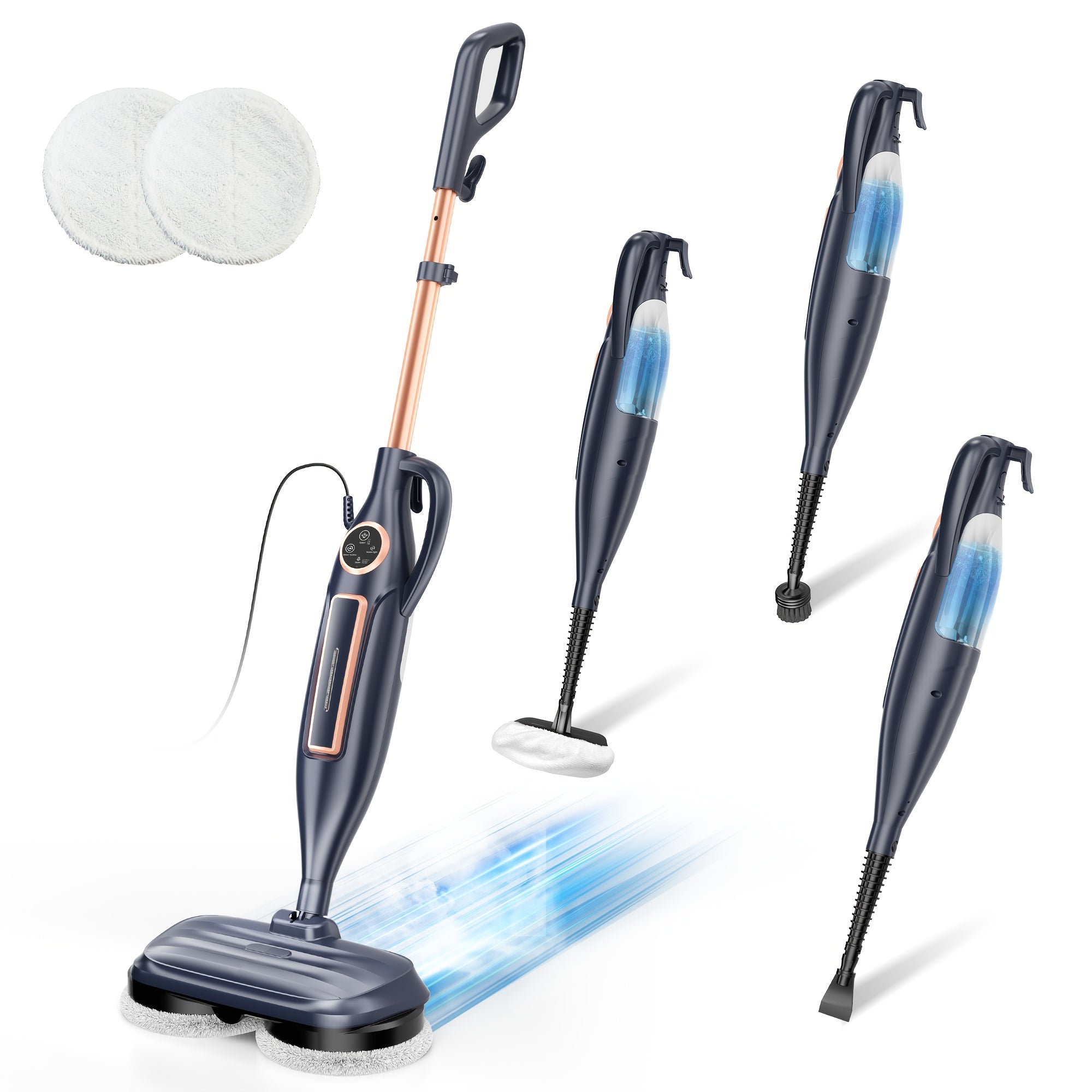 Meet The Steam Mop, 10in 1 Lightweight Spin Mop with Steam Blaster Technology, Scrubbing Steam Mop with Rotating Mop Pads, 3 Steam Modes & LED Headlights for Hard Floor Laminate Marble Floors