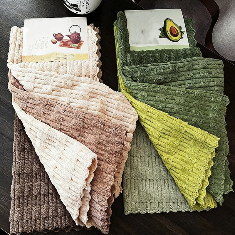 4pcs Coffee Embroidered Dish Cloths, Quick-Dry Cleaning Cloths, Thickened and Enlarged Kitchen Towels, Soft and Breathable, Suitable for Bathroom Towels, Car Polishing Pads, and Dishwashing Glass Wiping. Reusable Square Towel, Random Style