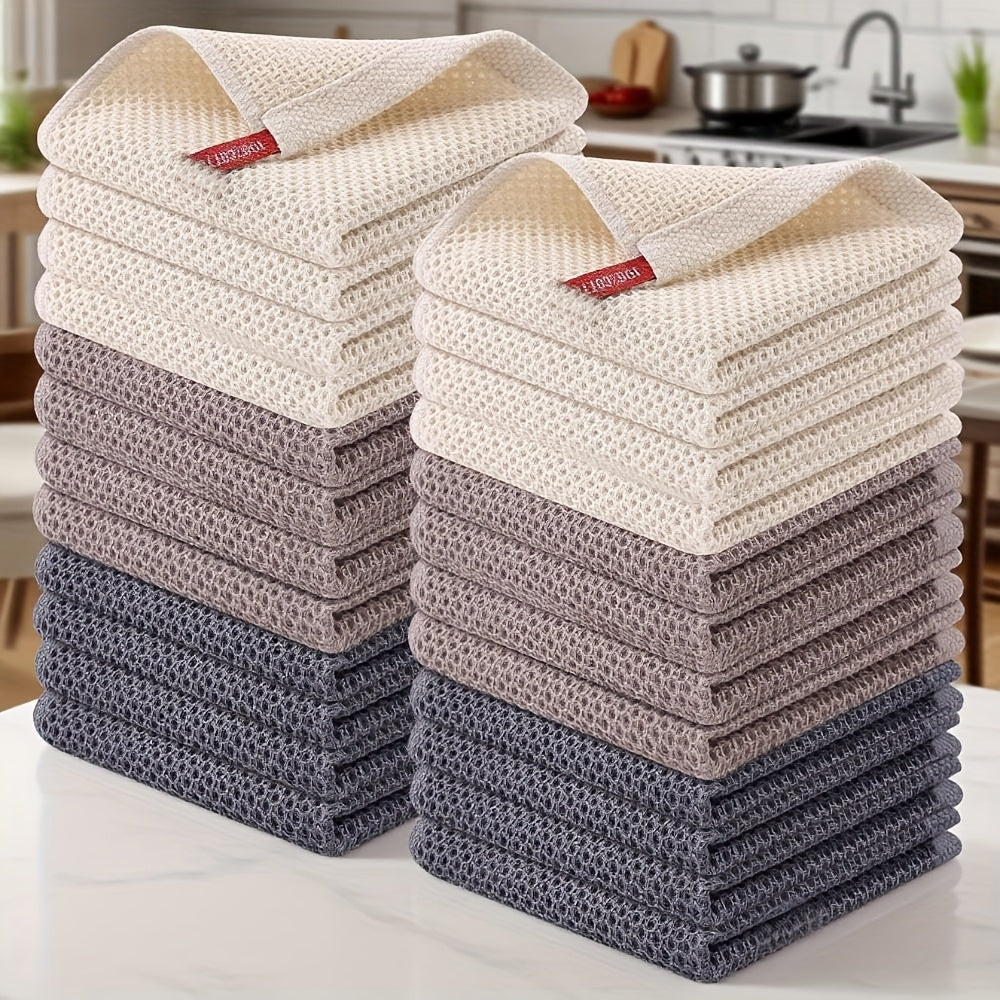 4pcs 100% Cotton Waffle Weave Kitchen Dish Cloths, Ultra Soft Absorbent Quick Drying Dish Towels, 12 X 12 Inches, Great for Cooking, Cleaning And Wiping Hands, Halloween and Christmas Gifts