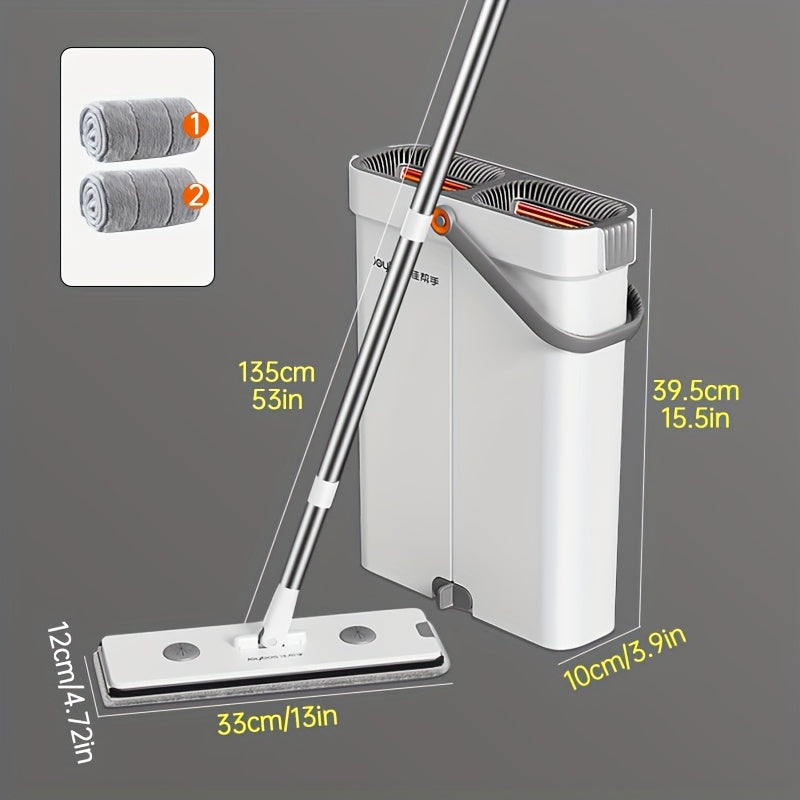 12.99 inch Microfiber Flat Mop And Bucket Set Floor Cleaning System, Wet Dry Mop For Wall Cleaner With Long Handle, Hardwood Floor Mop With Microfiber Cloths. Bedroom Bathrooms living Room Mops For Floor Cleaning