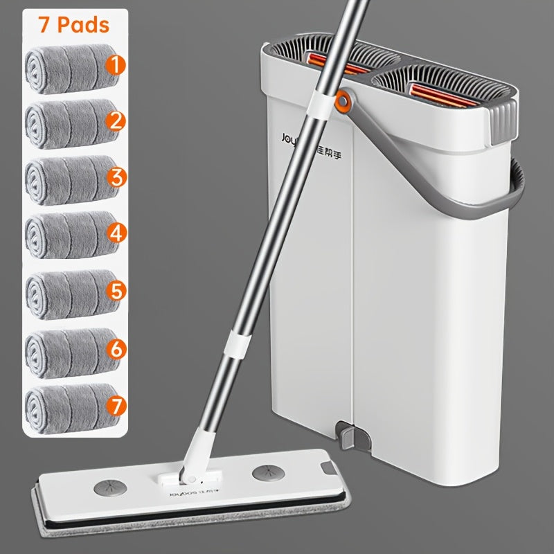 12.99 inch Microfiber Flat Mop And Bucket Set Floor Cleaning System, Wet Dry Mop For Wall Cleaner With Long Handle, Hardwood Floor Mop With Microfiber Cloths. Bedroom Bathrooms living Room Mops For Floor Cleaning
