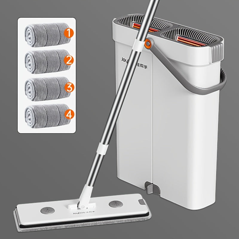 12.99 inch Microfiber Flat Mop And Bucket Set Floor Cleaning System, Wet Dry Mop For Wall Cleaner With Long Handle, Hardwood Floor Mop With Microfiber Cloths. Bedroom Bathrooms living Room Mops For Floor Cleaning