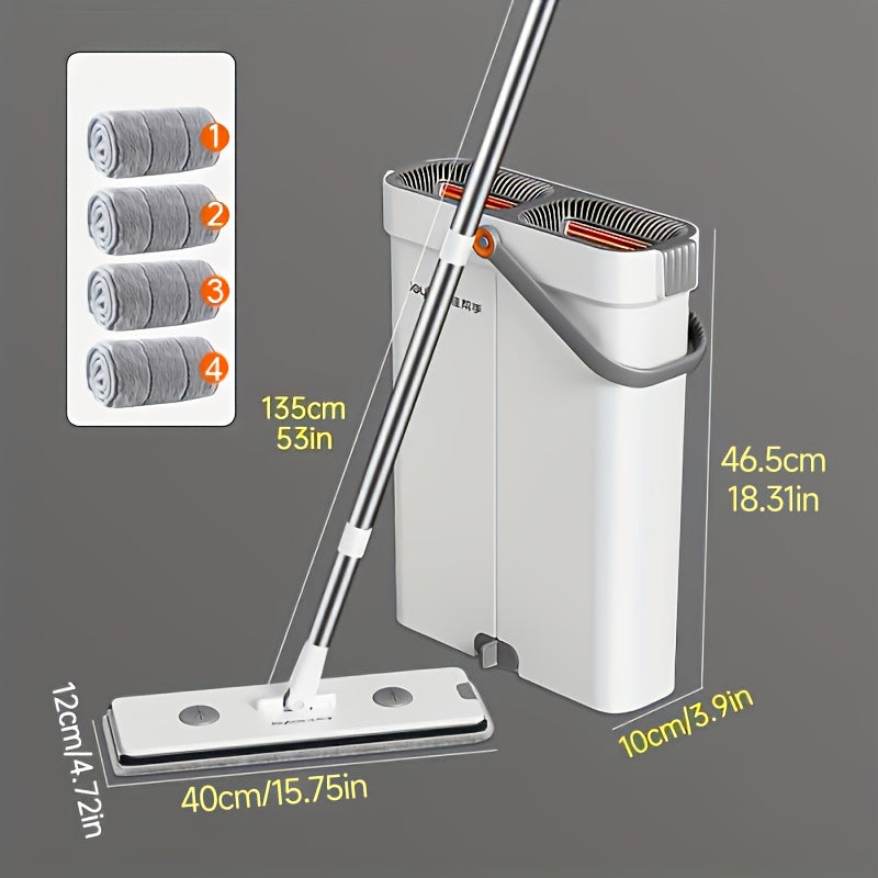 12.99 inch Microfiber Flat Mop And Bucket Set Floor Cleaning System, Wet Dry Mop For Wall Cleaner With Long Handle, Hardwood Floor Mop With Microfiber Cloths. Bedroom Bathrooms living Room Mops For Floor Cleaning