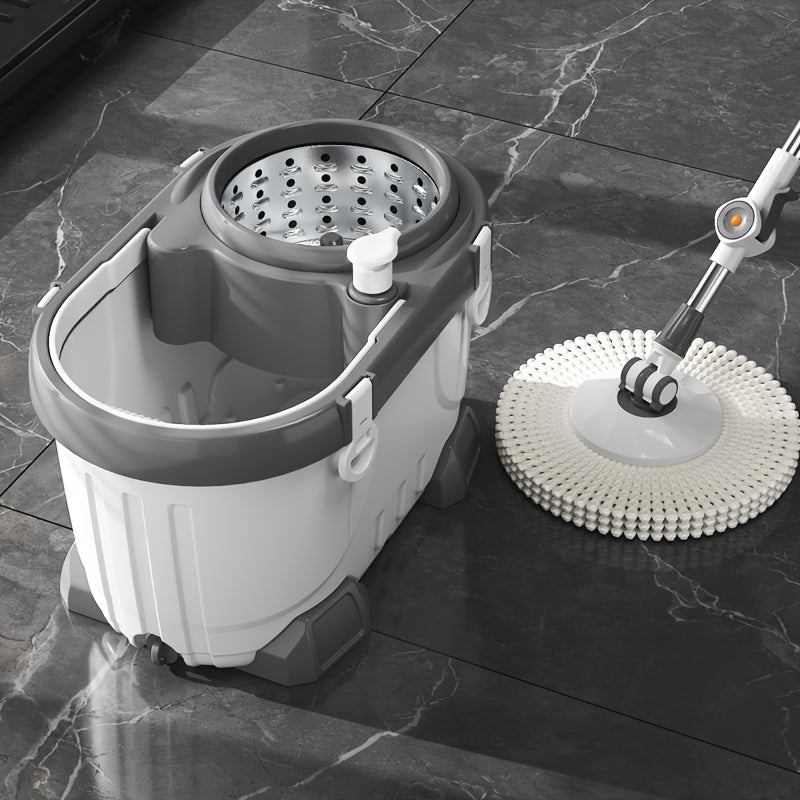 4 Replacement Mop Cloths, Spin Mop Bucket Set, Includes Mop Cloths And Mop Head, Complete Household Mop Bucket Kit, 360° Spin Wash & Spin-Dry System, Large-Capacity Design, Suitable for Kitchen, Living Room, And Whole-Home Cleaning