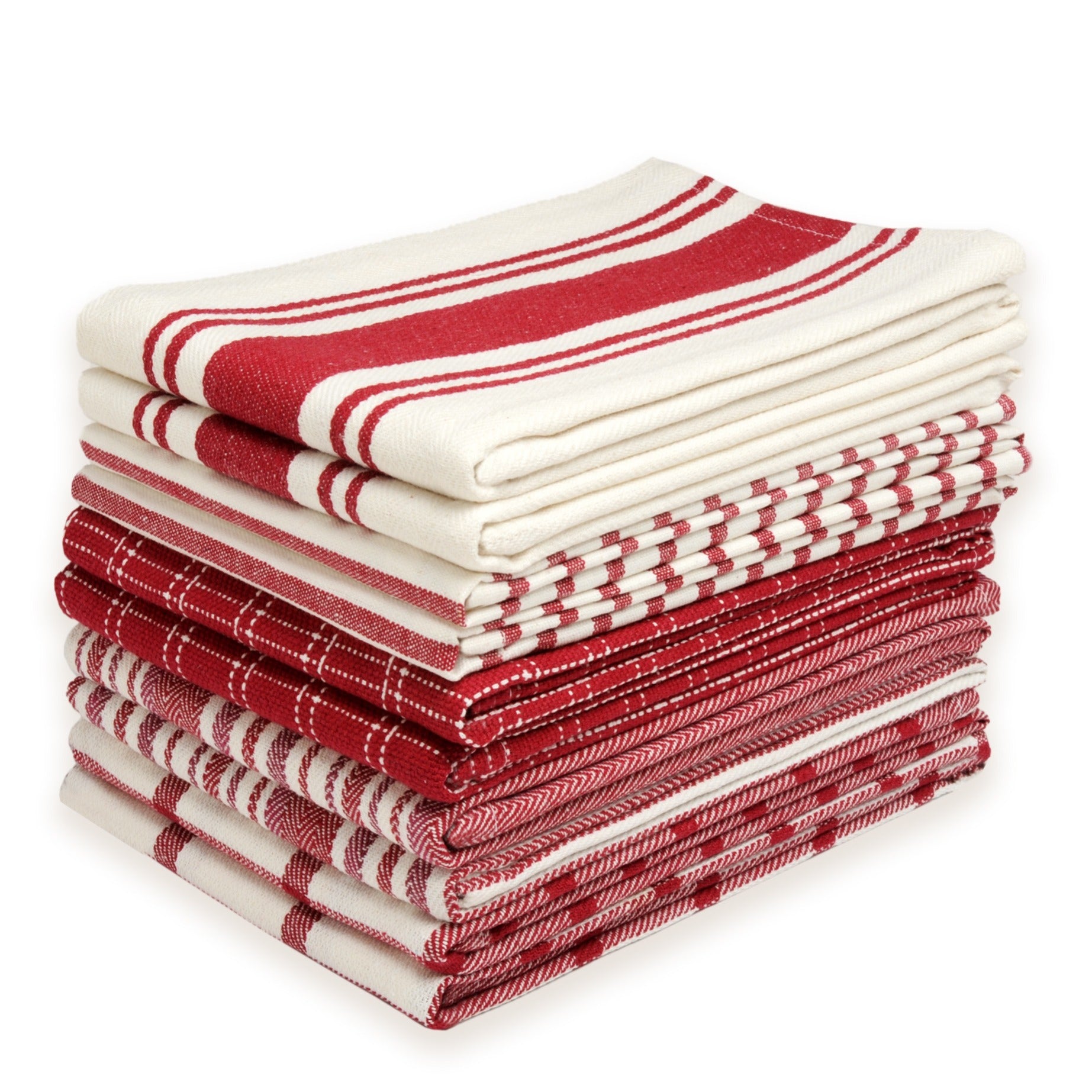 10 Pack 100% Cotton Kitchen Towels - Flat Weave, Absorbent & Durable Dish Towels for Cooking, Cleaning & Drying - Perfect for Christmas & Holiday Kitchens