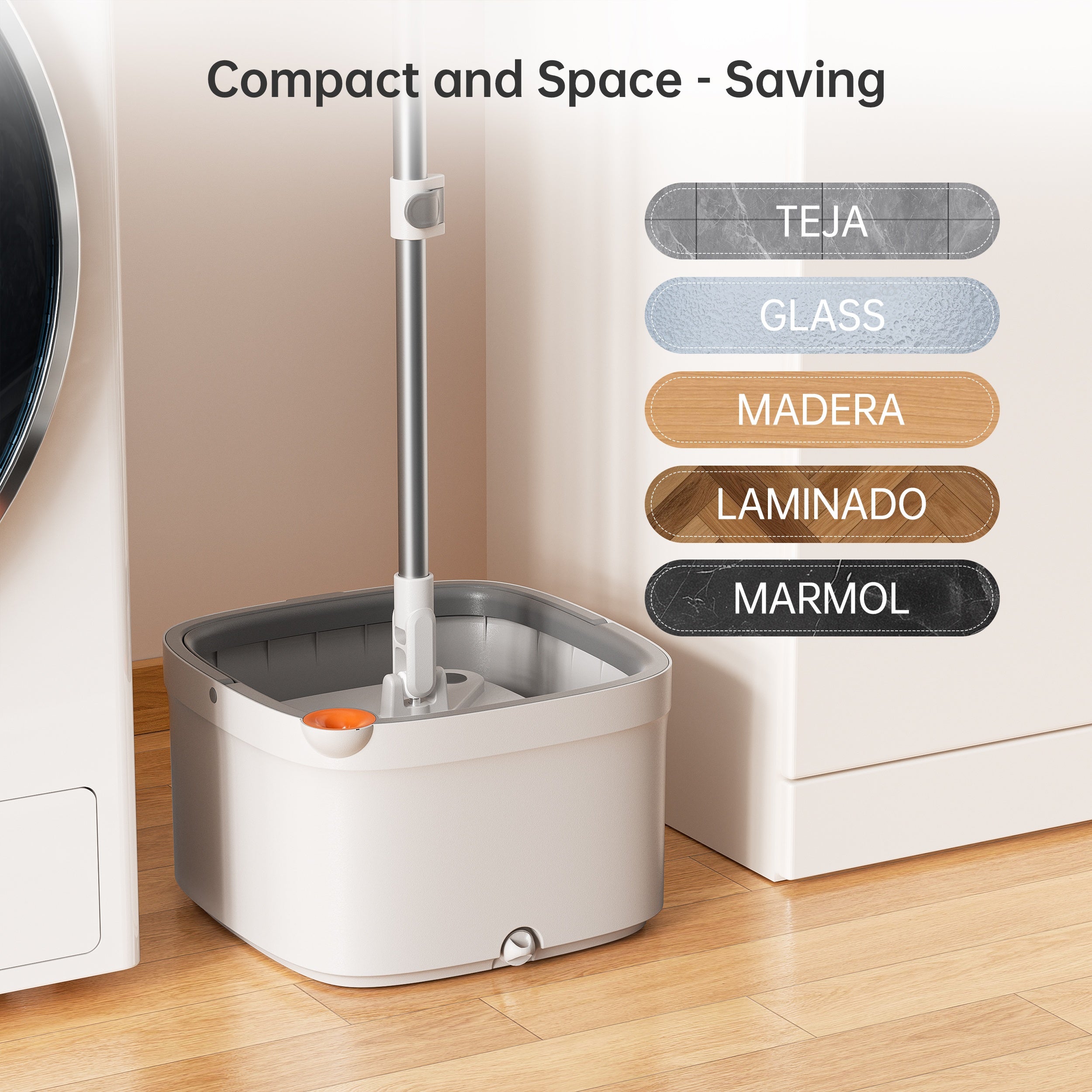 Spin Mop and Bucket Set w Self-Separation Dirty and Clean Water System, 360° Rotating Mop for Hardwood Tile Marble Floors - Includes 2 6pcs Refills