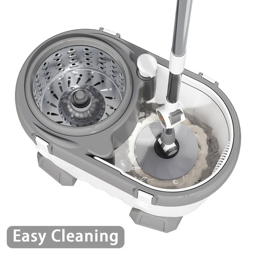 4 Replacement Mop Cloths, Spin Mop Bucket Set, Includes Mop Cloths And Mop Head, Complete Household Mop Bucket Kit, 360° Spin Wash & Spin-Dry System, Large-Capacity Design, Suitable for Kitchen, Living Room, And Whole-Home Cleaning