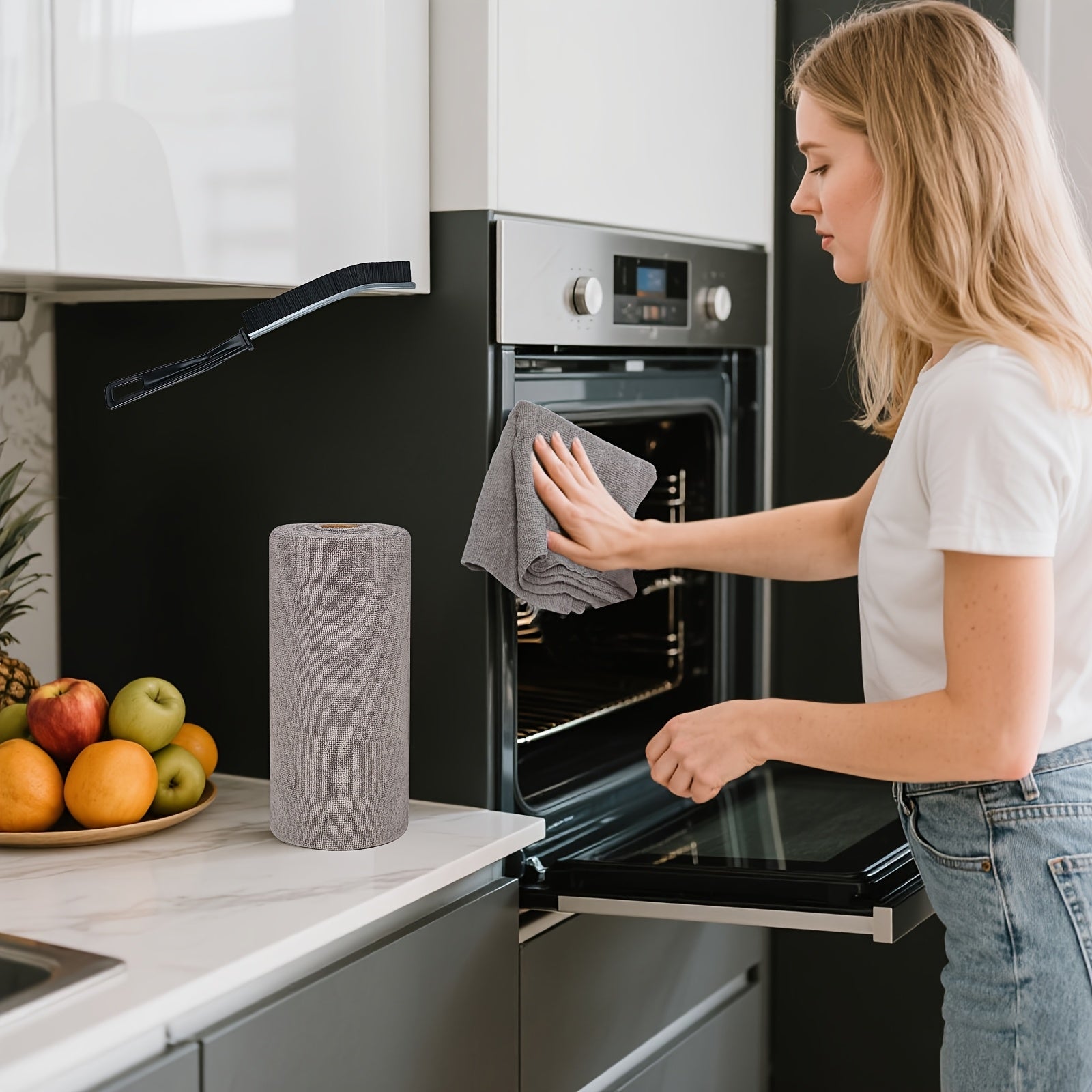 Reusable Microfiber\u002F\u002FNylon Cleaning Cloths Roll - Washable Tear-Off Paper Towels with 12×12 Absorbent Rags, Dishcloths Suitable for Kitchen, House, Car - Cost-Effective & Replacement Sheets